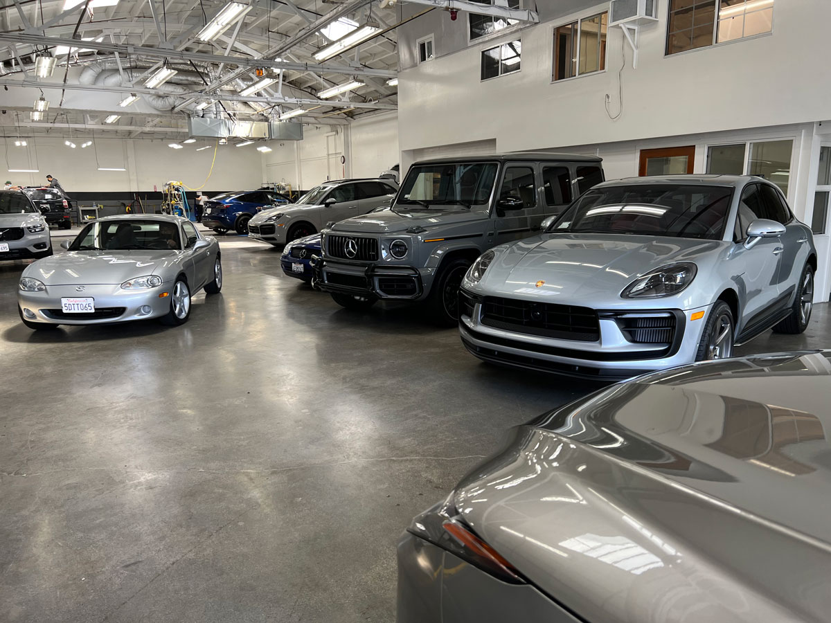 Luxury cars on the San Francisco shop floor